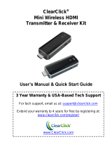 ClearClick Mini Wireless HDMI Transmitter and Receiver Kit User manual