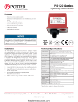 Potter PS120 Series Supervisory Pressure Switch for Excess Pressure Systems Owner's manual