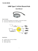 Roline 14.02.5036 USB Type C 4-Port Round Hub User manual