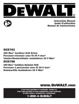 DeWalt DCD793 20V Max Cordless Drill Driver User manual