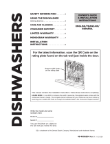 Monogram CDT845P4NW2 Stainless Steel Interior Dishwasher Owner's manual