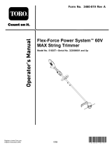 Toro Electric Battery String Trimmer 60V MAX* Flex-Force Power System 51835T - Tool Only User manual