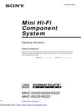 Sony HCD-GX40 Mini Hi-Fi Component System User manual