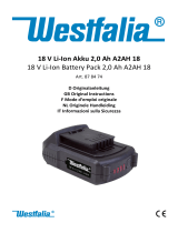 Westfalia 878474 18V Li Ion Battery Pack 2.0 Ah A2AH 18 Operating instructions