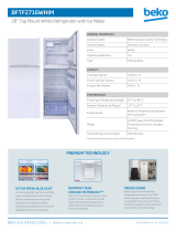 Beko BFTF2716WHIM Top Mount White Refrigerator Owner's manual