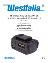 Westfalia 878475 18V Li Ion Battery Pack Operating instructions