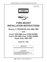 Western 1992-96 Bronco F-150/250/350 4x4; 92-97 2WD SD F-250 8,500+GVWR & F350 10,000+GVWR1299 Installation guide