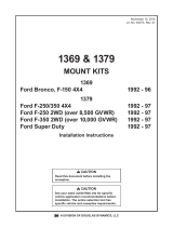 Western 1992-96 Bronco & F150;92-97 F250/350;F250 2WD 8500+GVWR/F350 10000+GVWR/SD 1369 & 1379 Installation guide