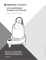 Pentair SP40 Submersible Sewage Ejector Pump Owner's manual