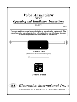 Electronics International AV-17 Voice Annunciator Operating instructions