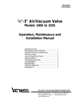 Val-Matic Air/Vacuum Valve Operating instructions