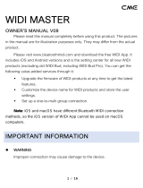 CME WIDI MASTER Wireless MIDI Adaptor Via Bluetooth Owner's manual