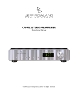 JEFF ROWLAND Capri S2 Preamplifier User manual