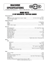 Shop fox 1/3 HP Horizontal - Vertical Sander W1717 Owner's manual