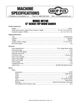 Shop fox 12 in. Bench-Top Drum Sander W1740 Owner's manual