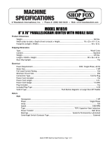 Shop fox 8 in. x 76 in. Parallelogram Jointer Owner's manual