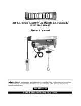 Ironton Electric Cable Hoist, 220-lb. Single-Line Capacity/440-Lb. Double-Line Capacity, 38ft./19ft. Lift Owner's manual