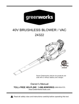 Greenworks 40V Brushless Blower / VAC 24322 Owner's manual