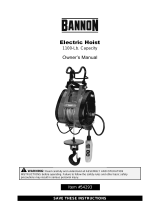 Bannon Compact Electric Cable Hoist Owner's manual