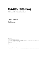 Gigabyte GA-K8VT800 PRO Owner's manual