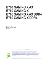 Gigabyte B760 GAMING X AX DDR4 Owner's manual