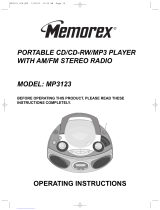 Memorex MP3123 User manual