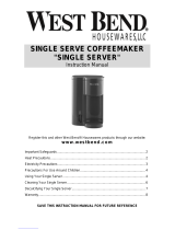 West Bend SINGLE SERVE COFFEEMAKER User manual