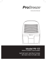 ProBreeze PB-03 0.9 Pint Bucket Dehumidifier User manual