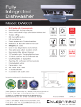 Kleenmaid DW6031 Fully Integrated Dishwasher User manual