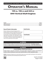 CubCadet 159cc, 196cc and 224cc OHV Vertical Shaft Engines User manual