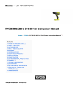 Ryobi R18DD5-0 Drill Driver User manual