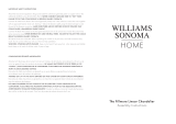 WILLIAMS SONOMA FILLMORE User manual