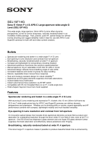 Sony SEL15F14G Operating instructions