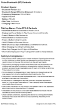 IPMedia Holdings Pulse Bluetooth BT Earbuds Operating instructions