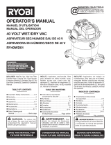Ryobi RY40WD01B-RY40408BTLVNM Owner's manual