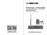 PHENYX PRO PTM-10 Professional UHF Wireless In-Ear Monitoring System Owner's manual