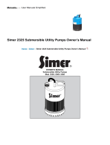 Simer 2325 Submersible Utility Pumps Owner's manual