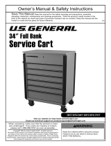 U S GENERAL 34 Inch Full Bank Service Cart Owner's manual