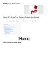 iHome B16 Series True Wireless Earbuds User manual