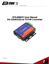 B-Tech RS232 to Ethernet TCP IP Server Converter User manual