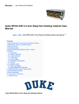 Duke RFHU-23R 2.5 Inch Deep Hot Holding Cabinet User manual