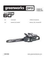 Greenworks CS60L03 60V Cordless 18 Inch Chainsaw User manual