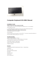 SR -K801 Slim Mini USB Wired Keyboard NIB User manual