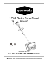 Greenworks 2600802 12'' AC Snow shovel 150813 Owner's manual